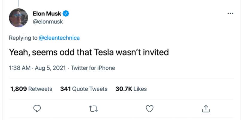 Musk no invite from White House tweet